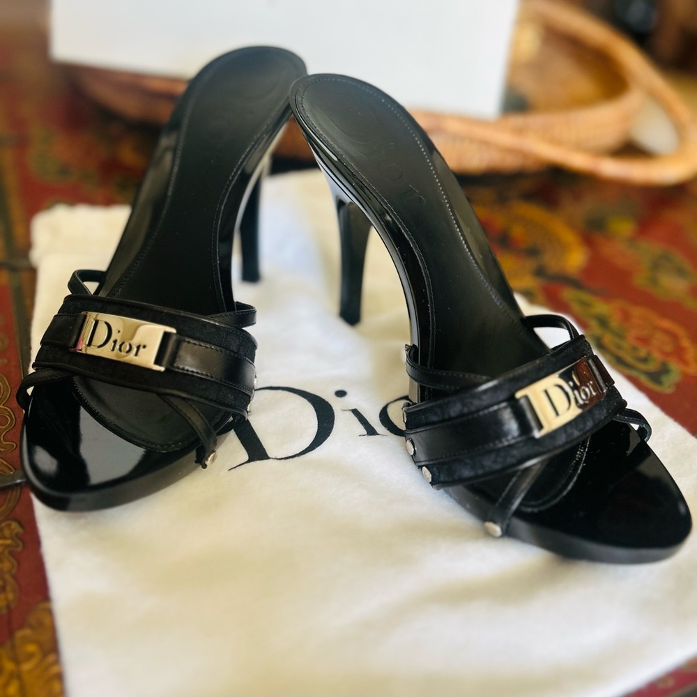 Dior Black Open-Toe Heels